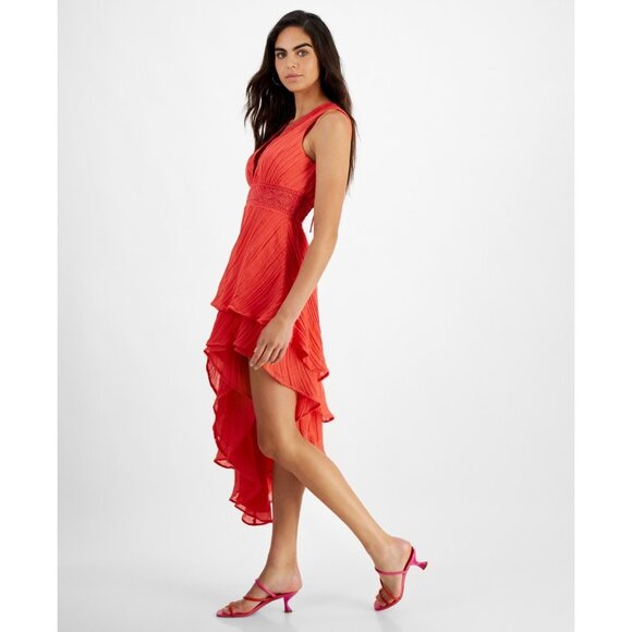 GUESS Sleeveless High-Low Danny Dress Portenho Pink Orange Size S MSRP $228 - Picture 4 of 4